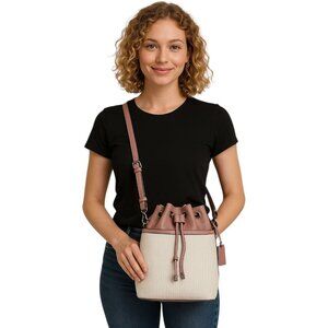 Steve Madden Bag Pink BMayor Raffia Crossbody Shoulder Handbag Tote WOMEN'S